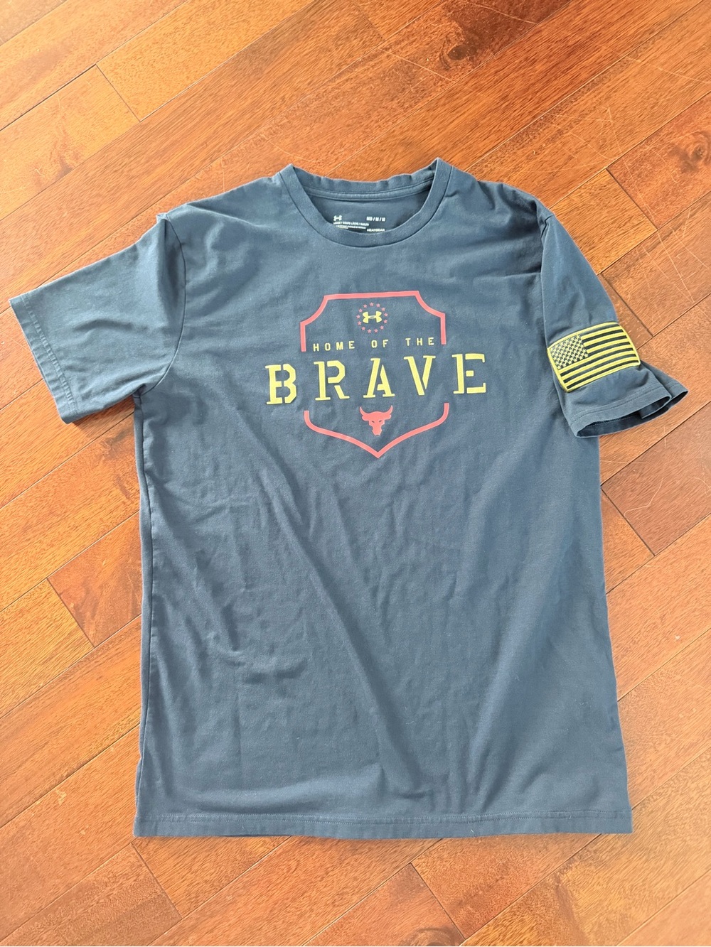 Under Armour Heat Gear Project Rock Home of The Brave T-Shirt Mens Medium M Navy